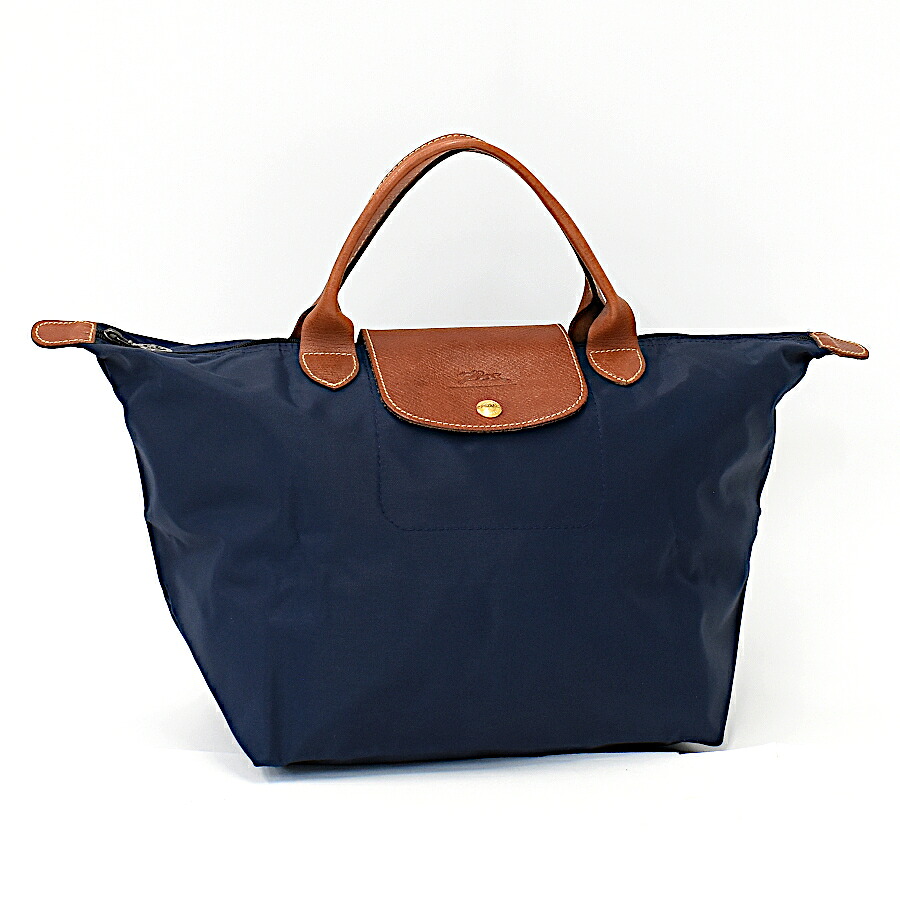 【中古】ロンシャン ル プリアージュ タイプM エコバッグ トート ショッピングバッグM ナイロン マリン ブルー ゴールド金具 LONGCHAMP Le Pliage[美品] 7,742円