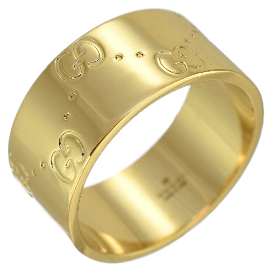 【中古】新品負けず劣らず グッチ #15 14.5号 アイコン 広々とした 輪っか 指環 K18黄色ゴールド GUCCI [美品][貨物輸送無料]