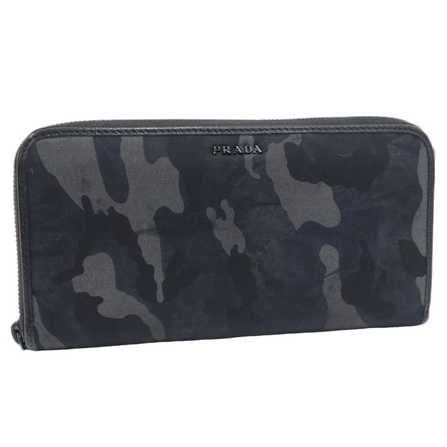 【中古】プラダ 長財布 85N ブラック&times;グレー系 ナイロン 迷彩柄 普段使い 男女兼用 PRADA[送料無料]｜ブランドリサイクルストアスマイル
