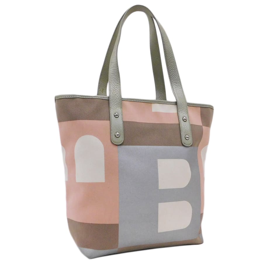 【中古】バリー トートバッグ マルチ色つや系 帆布×なめし革 ビジーB 普段使い走り お出掛け BALLY