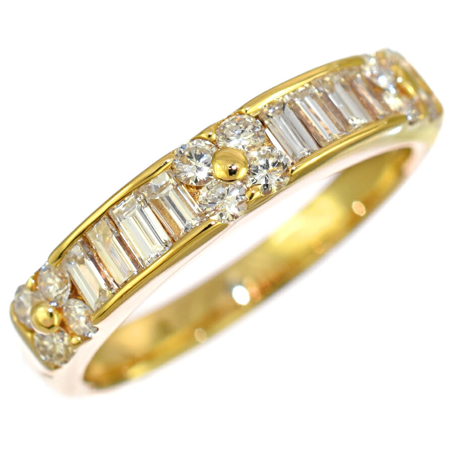 【中古】新品同様 フラワー 花 リング 11号 指輪 K18イエローゴールド ダイヤモンド 0.68ct [美品][送料無料]｜ブランドリサイクルストアスマイル