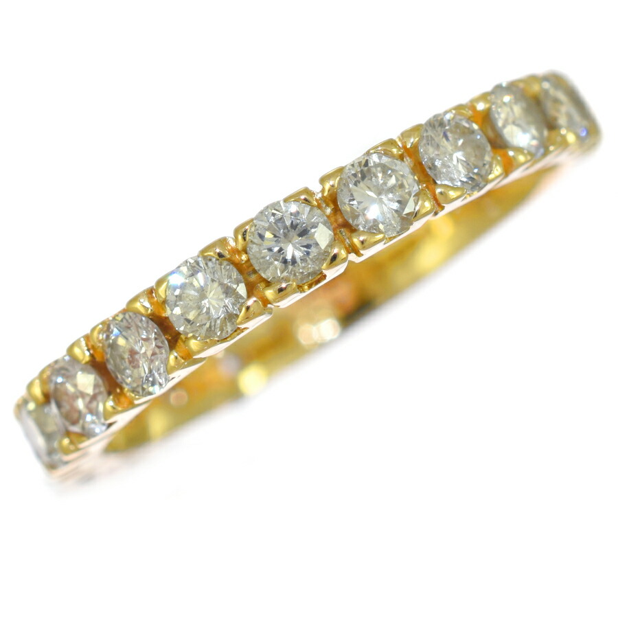 【中古】新品同様 エタニティ リング 12号 指輪 K18イエローゴールド ダイヤモンド 1.00ct [美品][送料無料]