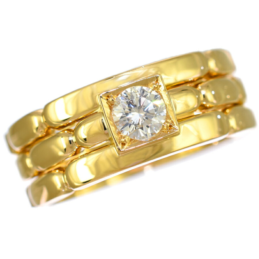 【中古】新品負けず劣らず 輪っか 指環 20号 K18黄色ゴールド 金剛石 0.371コンピュータ断層撮影法 宝飾品 [美品][貨物輸送無料]