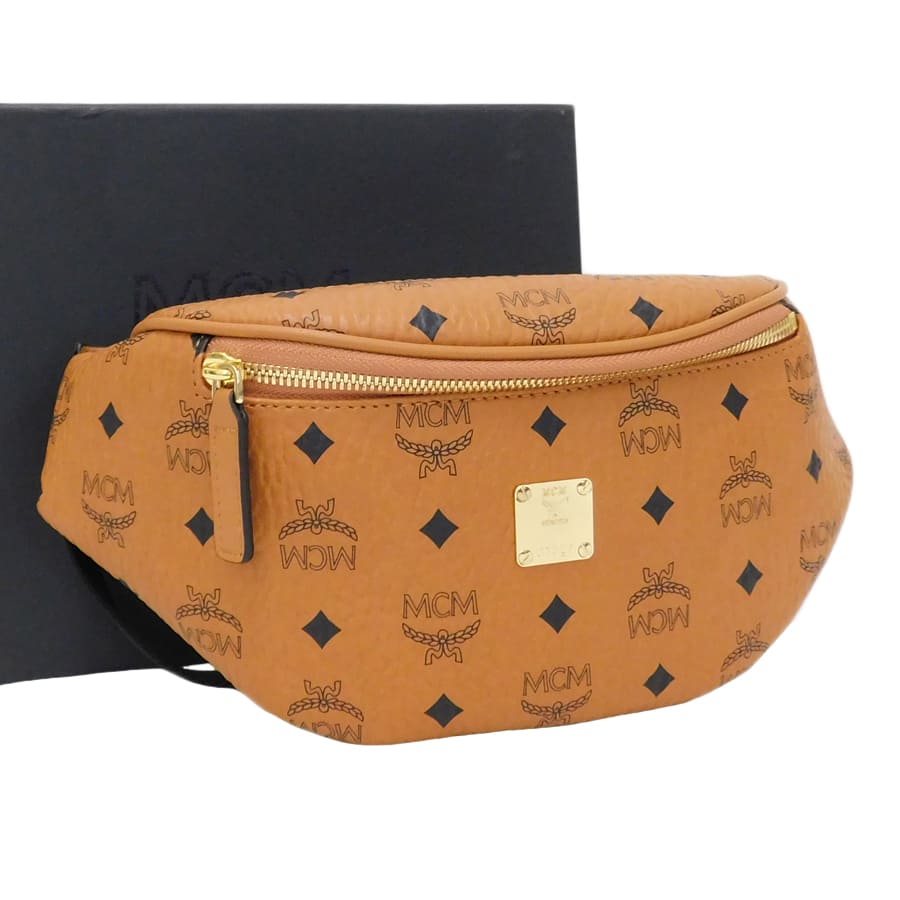 【中古】新品負けず劣らず MCM 酉の方角合切袋 C7327 赤銅色系 PVC×なめし革 ヴィセトス 男女兼用 MCM[貨物輸送無料]