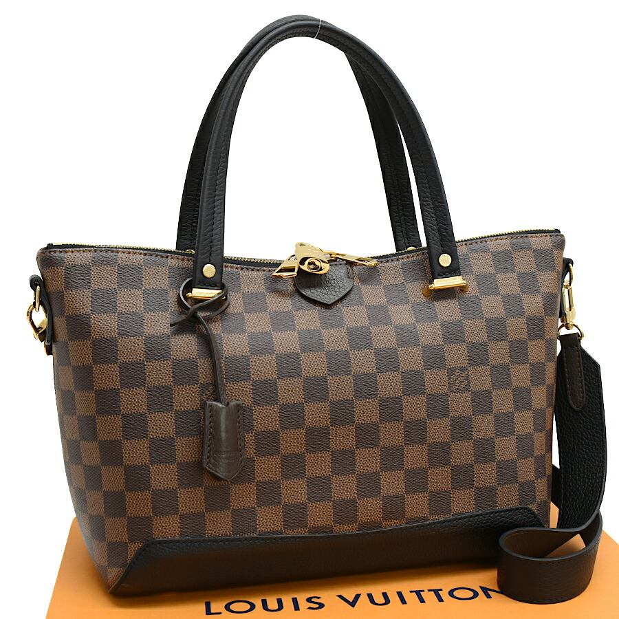 【中古】ルイヴィトン ハイドパーク 2way ハンドバック N41014 ダミエエベヌ 帆布 なめし革 赤銅色 LOUIS VUITTON Hyde Park[美品][貨物輸送無料]