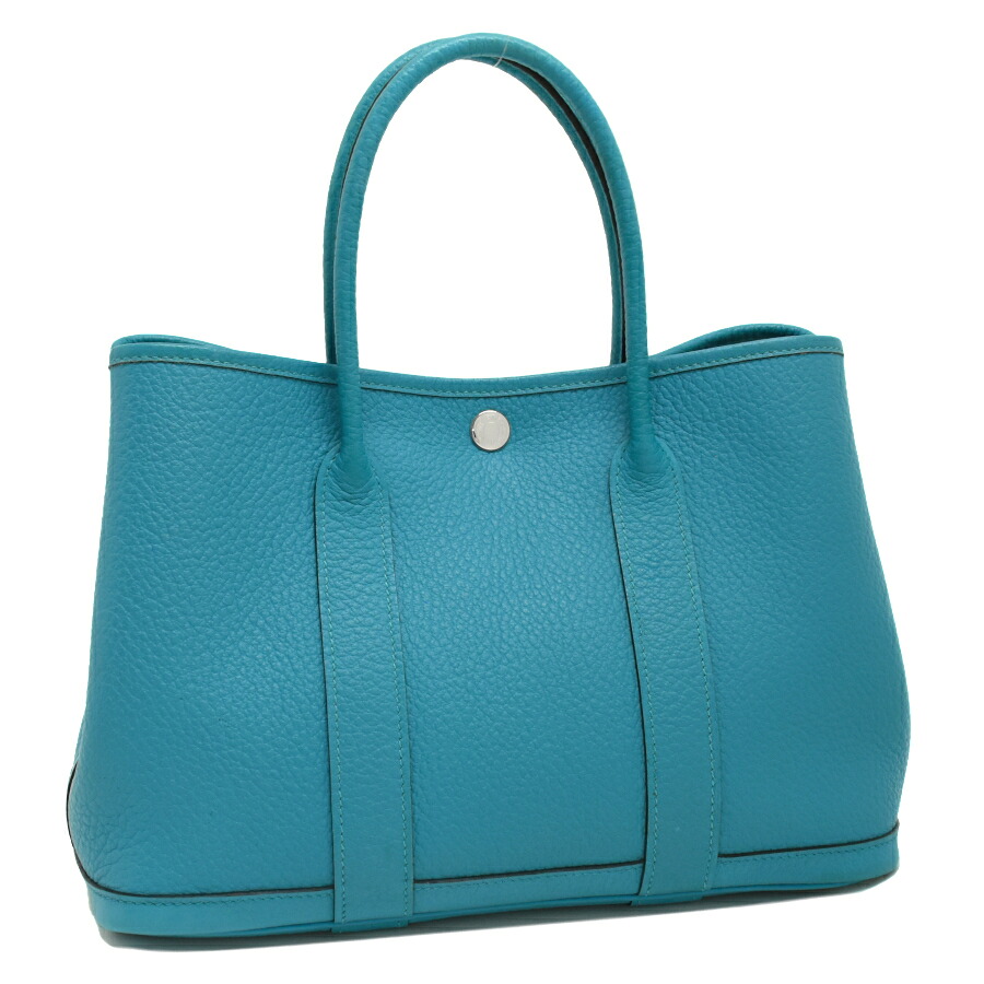 【中古】エルメス ガーデンパーティ TPM 30 トートバッグ □Q刻印 カントリー ライトブルー シルバー金具 HERMES Garden Party[美品][送料無料]｜ブランドリサイクルストアスマイル