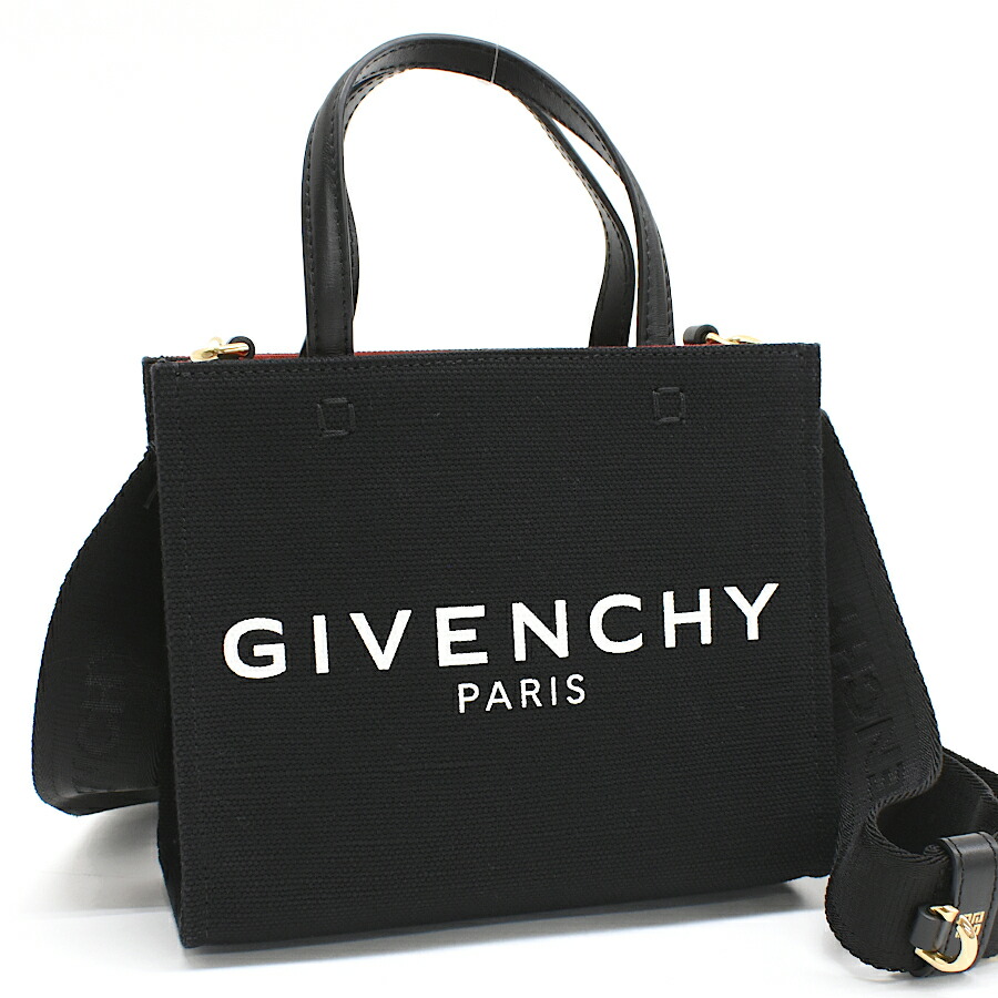 【中古】ジバンシィ G-TOTE ミニ トートバッグ 2way 御徒面子 BB50N0B1F1 帆布 黒いこと ゴールド金具 GIVENCHY G-TOTE MINI TOTE BAG[美品][貨物輸送無料]