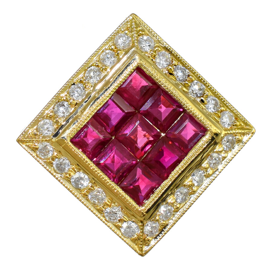 【中古】新品同様 ペンダントトップ チャーム K18イエローゴールド ルビー 1.79ct ダイヤモンド 0.31ct ジュエリー [美品][送料無料]｜ブランドリサイクルストアスマイル