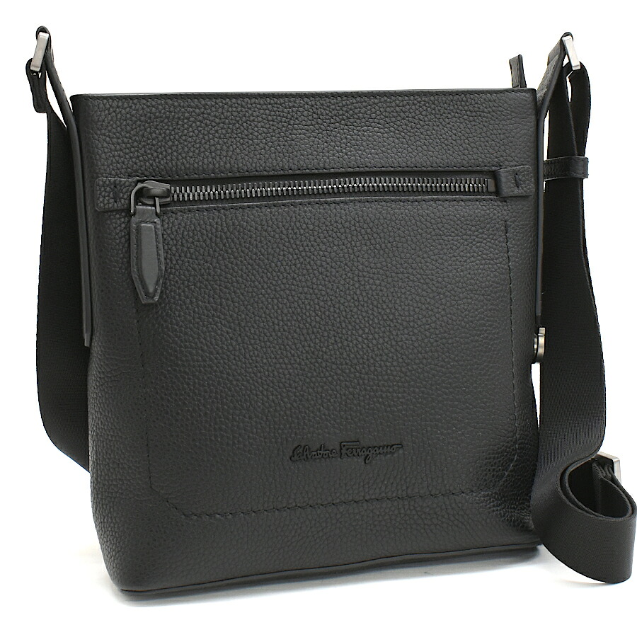 【中古】サルヴァトーレフェラガモ クロスボディ ショルダーバッグ レザー ブラック Salvatore Ferragamo[美品][送料無料]｜ブランドリサイクルストアスマイル