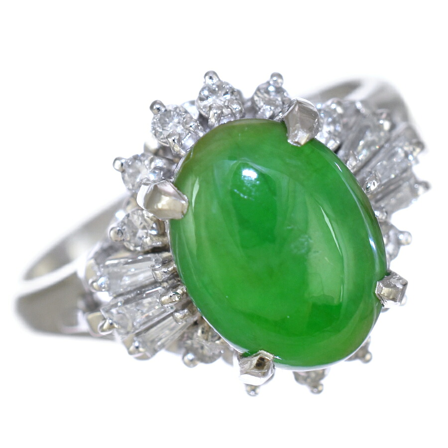 【中古】新品同様 リング 指輪 12号 翡翠 ヒスイ 2.31ct ダイヤモンド 0.35ct ジュエリー [美品][送料無料]｜ブランドリサイクルストアスマイル 64,900円