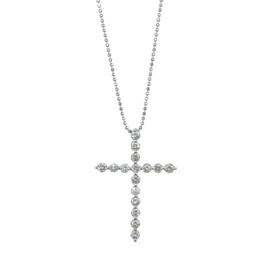 【中古】新品同様 クロス ペンダント ネックレス K18ホワイトゴールド ダイヤモンド 1.00ct [美品][送料無料]｜ブランドリサイクルストアスマイル