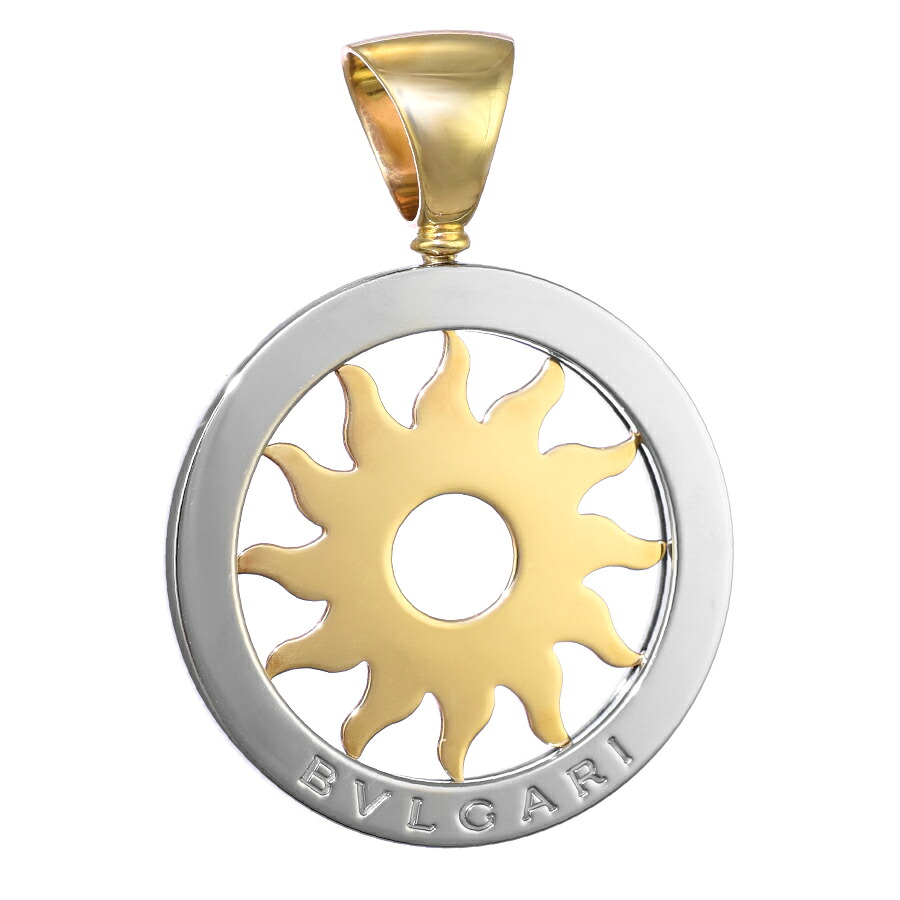【中古】新品同様 ブルガリ トンドサン ペンダントトップ チャーム K18 イエローゴールド ステンレススチール BVLGARI [美品][送料無料]