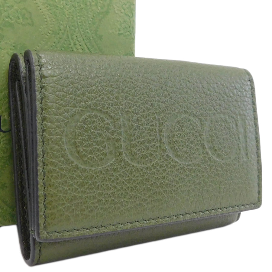 【中古】未使用品 グッチ コンパクトウォレット 三つ折財布 736151 カーキ系 レザー 箱 普段使い GUCCI [送料無料]｜ブランドリサイクルストアスマイル 29,452円