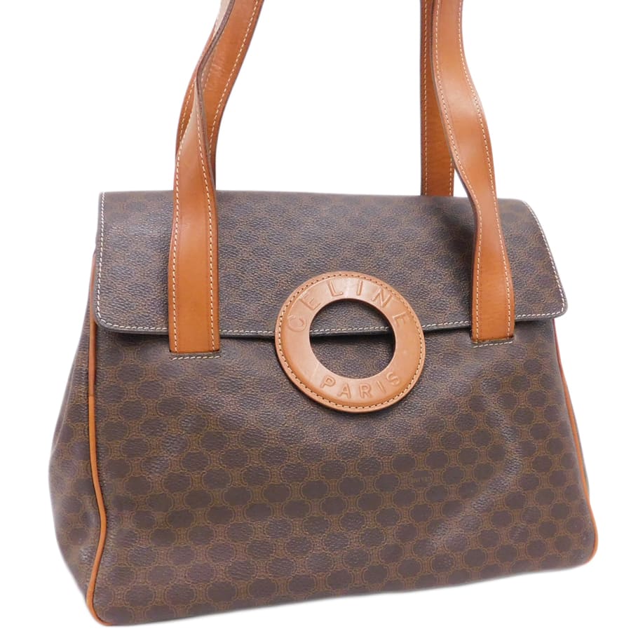 【中古】セリーヌ ショルダーバッグ 赤銅色系 PVCなめし革×なめし革 着飾る お出掛け CELINE [貨物輸送無料]