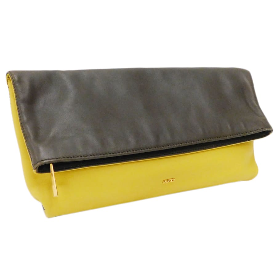 【中古】新品同様 エミリオプッチ クラッチバッグ イエロー×ブラウン系 レザー Emilio Pucci[送料無料]