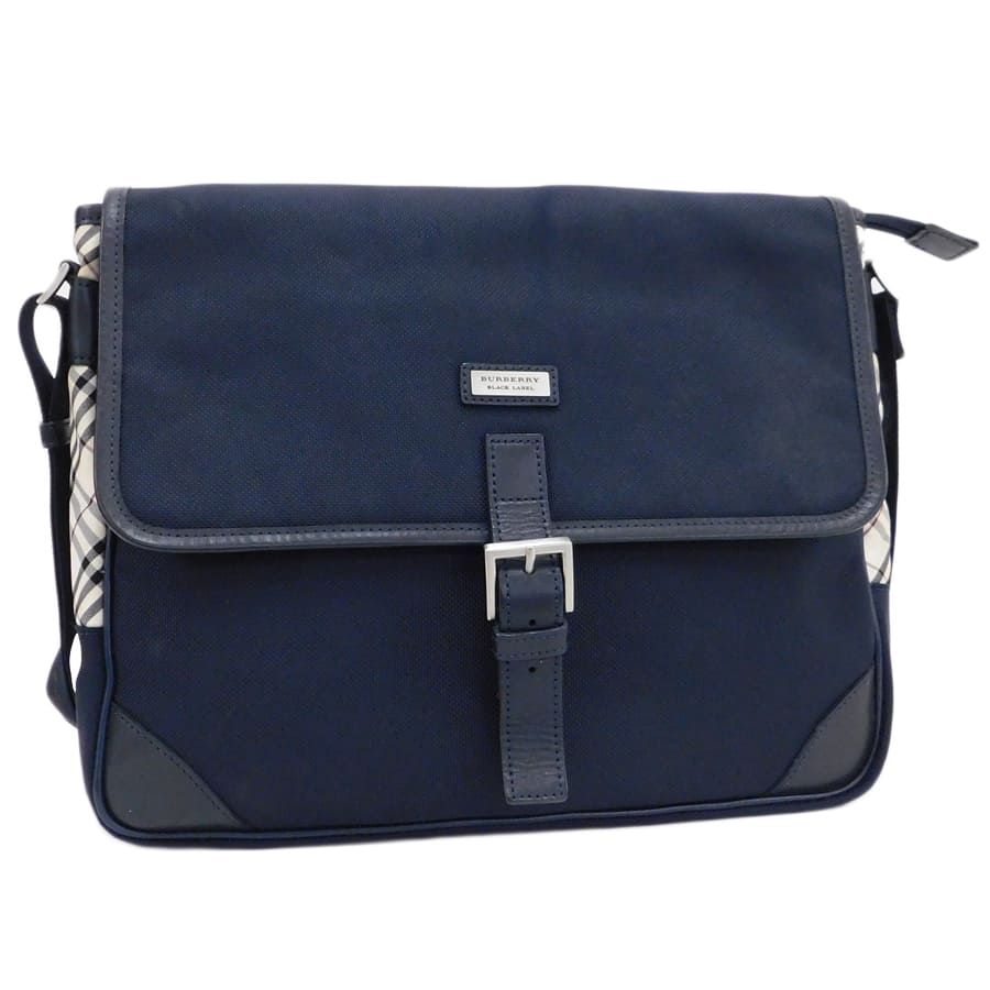 【中古】バーバリー ショルダーバッグ ブラック系 キャンバス×レザー ブラックレーベル お洒落 BURBERRY [送料無料]