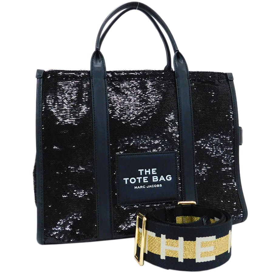 【中古】新品同様 マークジェイコブス 2wayバッグ H027M06RE22 ブラック系 スパンコール&times;レザー MARC JACOBS [送料無料]｜ブランドリサイクルストアスマイル