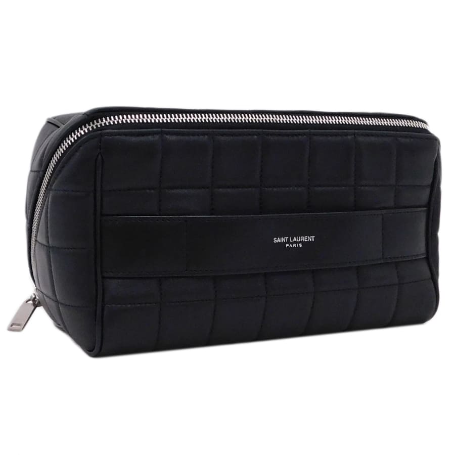 【中古】サンローラン バニティバッグ 751895 黒いこと系 なめし革 子ヒツジ素はだ 着飾る YVES SAINT LAURENT [貨物輸送無料]