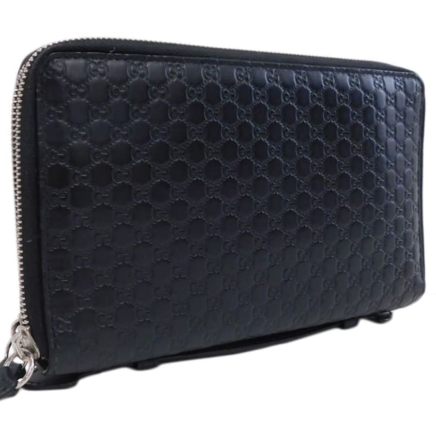 【中古】グッチ 検面調書入れもの 449246 黒いこと系 なめし革 マイクログッチシマ GUCCI[貨物輸送無料]