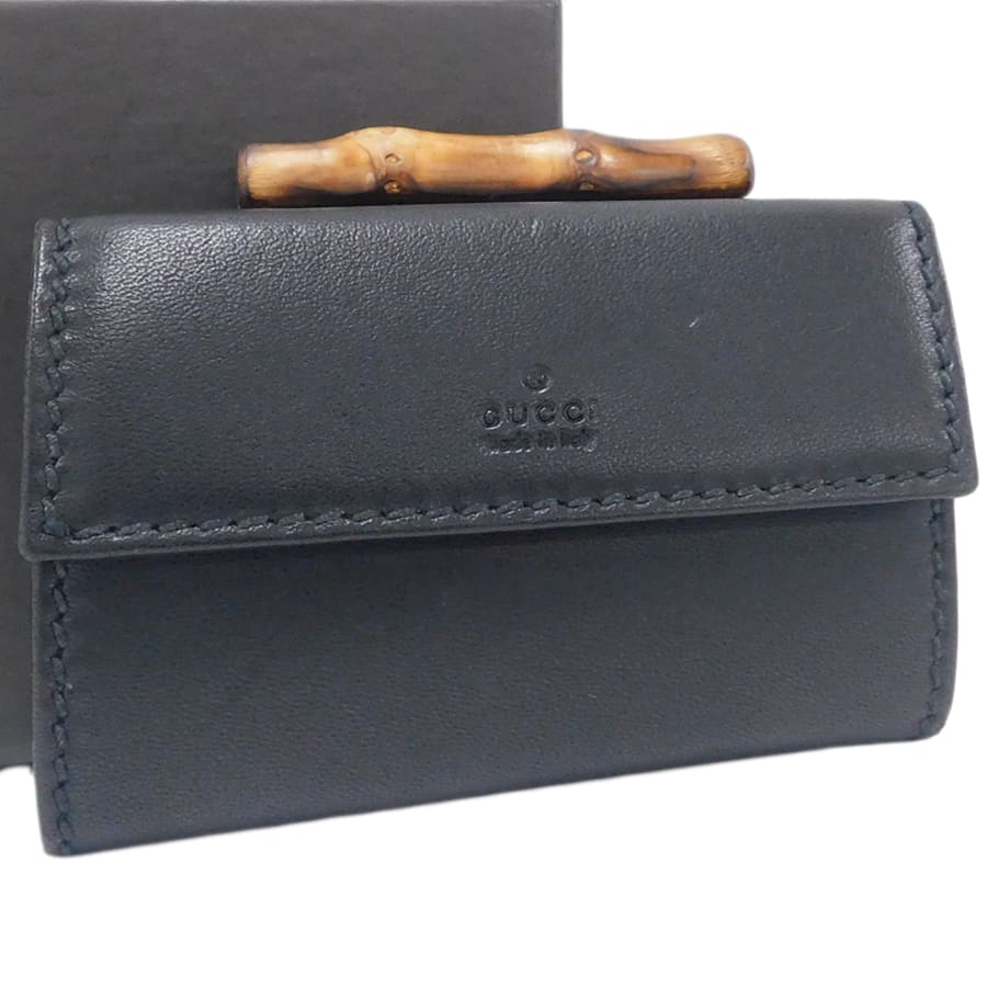【中古】グッチ 三つ折紙入れ 108633 黒いこと系 なめし革 バンブー 普段使い走り レディース GUCCI[貨物輸送無料]