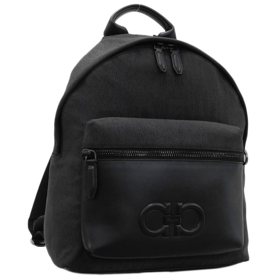 【中古】新品負けず劣らず フェラガモ 背嚢 FZ-24 A020 黒いこと系 帆布×なめし革 Salvatore Ferragamo[貨物輸送無料]