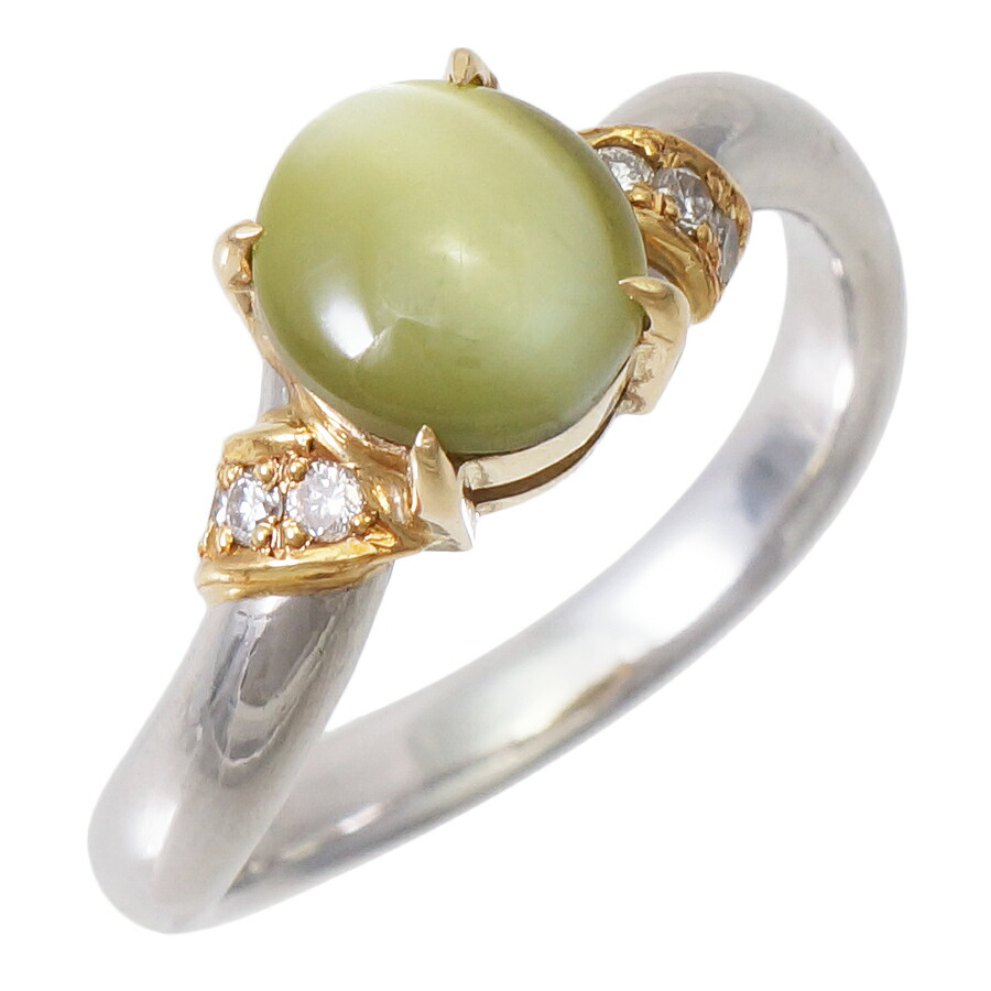 キャッツアイ指輪　pt.900 　脇石天然ダイヤモンド　　未使用品 楽天市場】指輪 Pt900 キャッツアイ(猫目石)1.49ct ダイヤ0.30ct