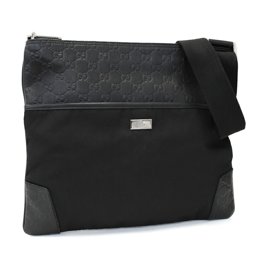 【楽天市場】【中古】グッチ ショルダーバッグ クロスボディ 161822 グッチシマ キャンバス レザー ブラック GUCCI[送料無料 ...