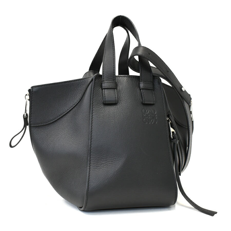 【中古】ロエベ 2way ハンモック御徒面子 スモール A538H13X10 アナ瓦 なめし革 黒いこと LOEWE[貨物輸送無料]