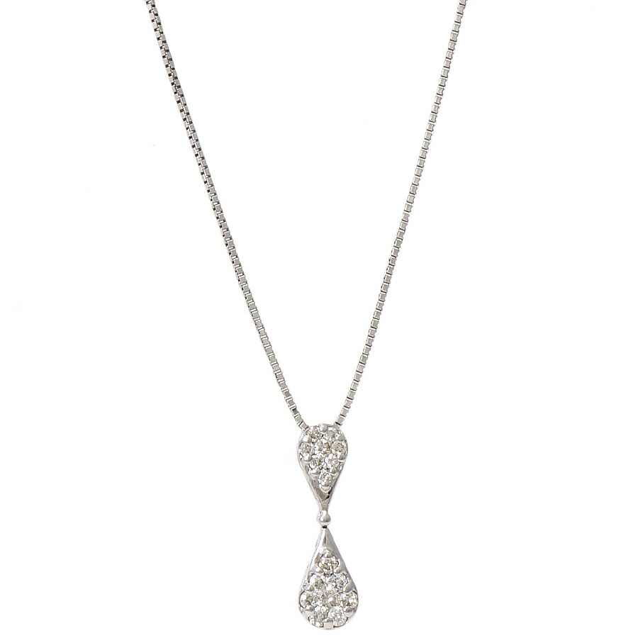 【中古】ペンダント K18ホワイトゴールド ダイヤモンド 0.30ct 3.6g ドロップ 雫 レディース ジュエリー [送料無料]