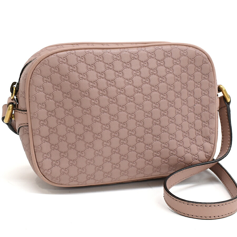 【中古】グッチ ショルダーバッグ 309538 マイクログッチシマ レザー ピンク ゴールド金具 GUCCI[送料無料]