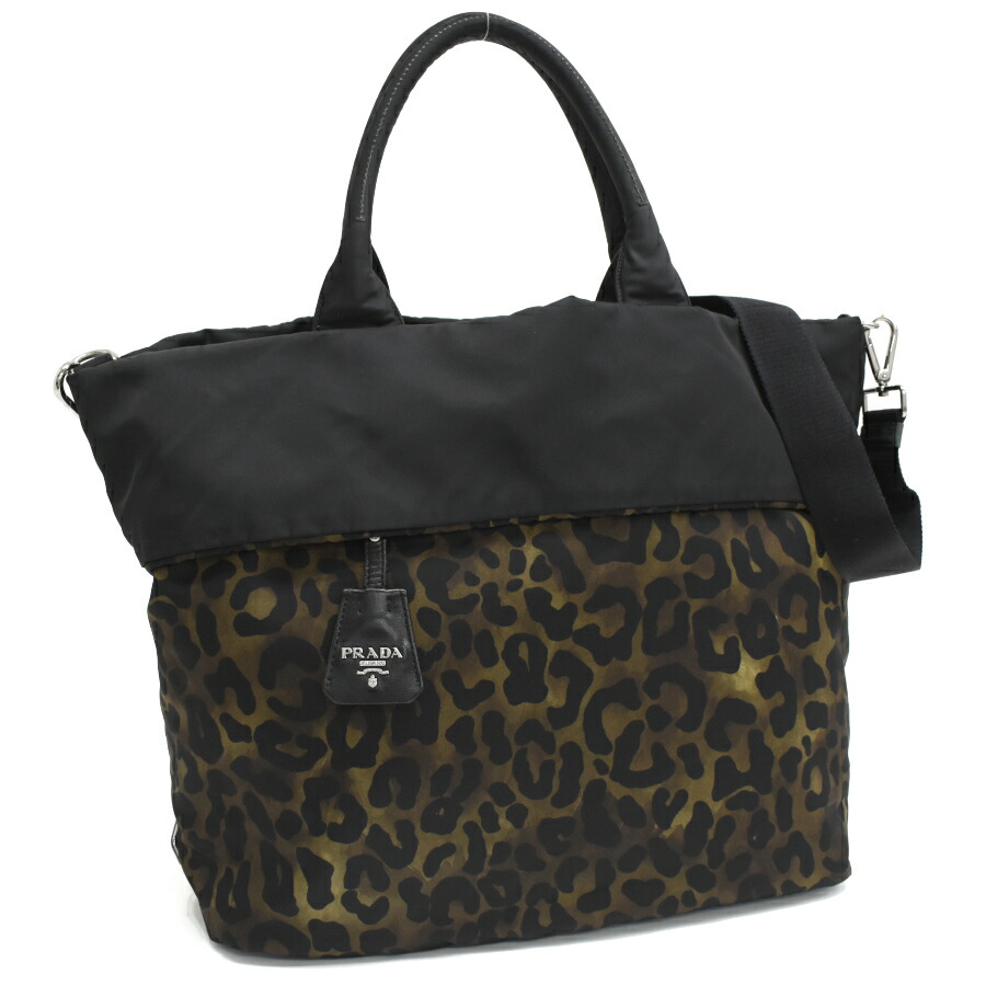 ブラッチャリーニ 2WAY ハンドバッグ レオパード柄 白 黒 ゴールド ⑧　a プラダ PRADA TESSUTO SOFT LEOPARD トート ハンドバッグ