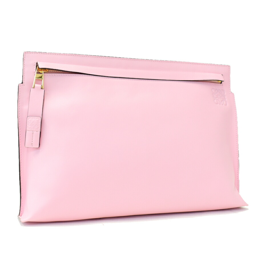 LOEWE Tポーチ  リピートアナグラム Mini Repeat T Pouch in embossed silk calfskin Beige - LOEWE