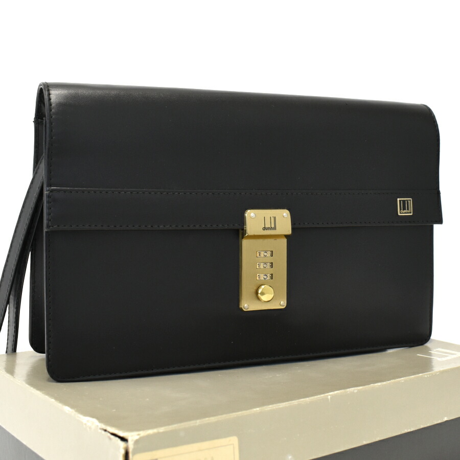 【中古】ダンヒル セカンドバッグ LG9290A オックスフォード レザー ブラック ゴールド金具 dunhill[送料無料]