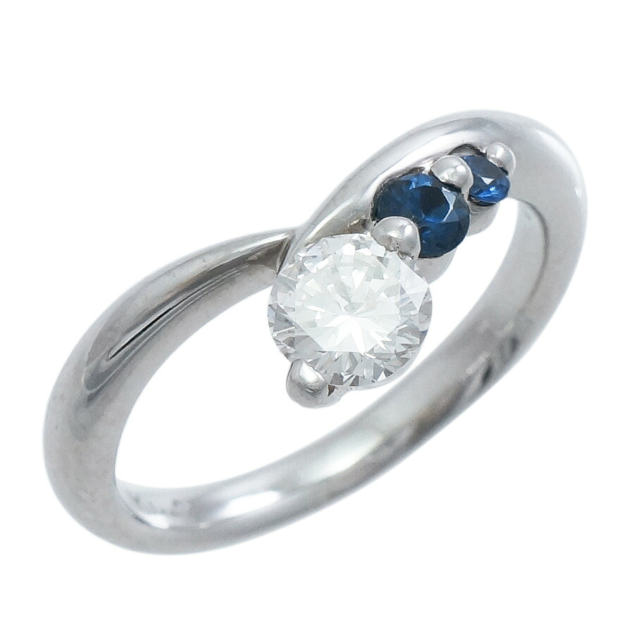 【中古】リング プラチナ900 ダイヤモンド 0.455ct サファイア 11号 ソーティング付き レディース ジュエリー [送料無料]