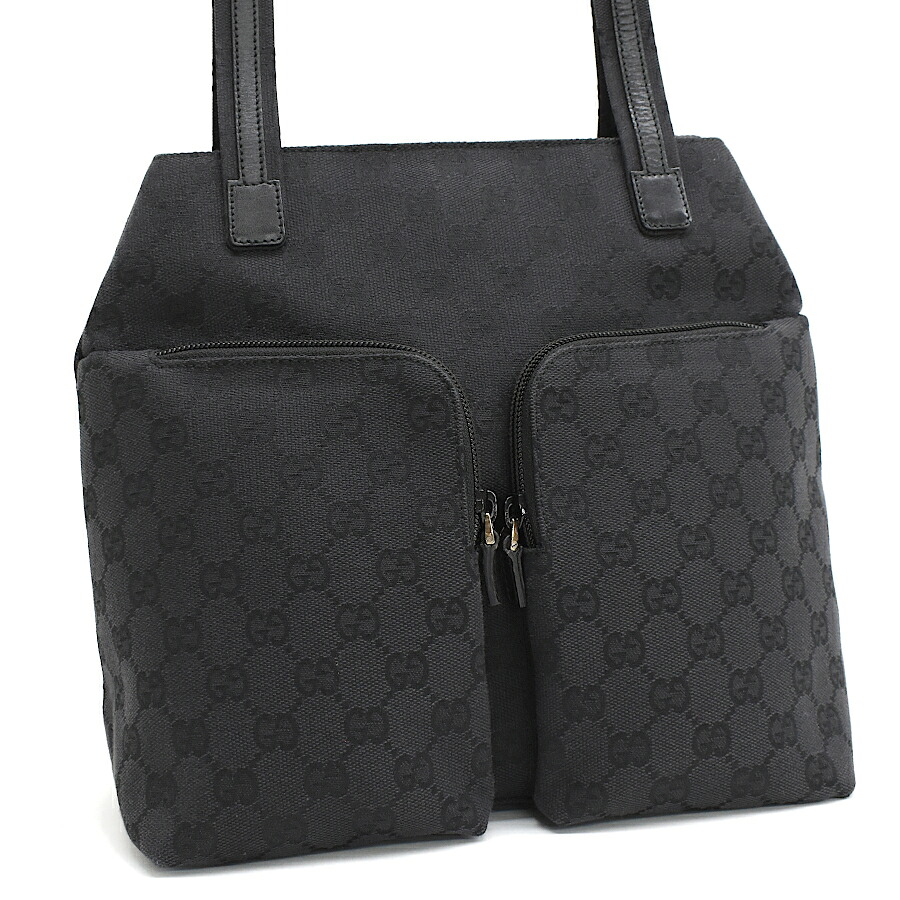 【中古】グッチ トートバッグ ハンドバッグ 002 1076 3754 GGキャンバス ブラック 肩掛け GUCCI[送料無料]