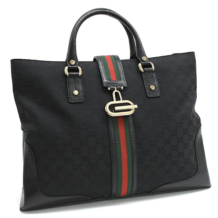 【楽天市場】【中古】グッチ トートバッグ 130994 シェリーライン GGキャンバス ブラック ゴールド金具 GUCCI[美品][送料無料 ...