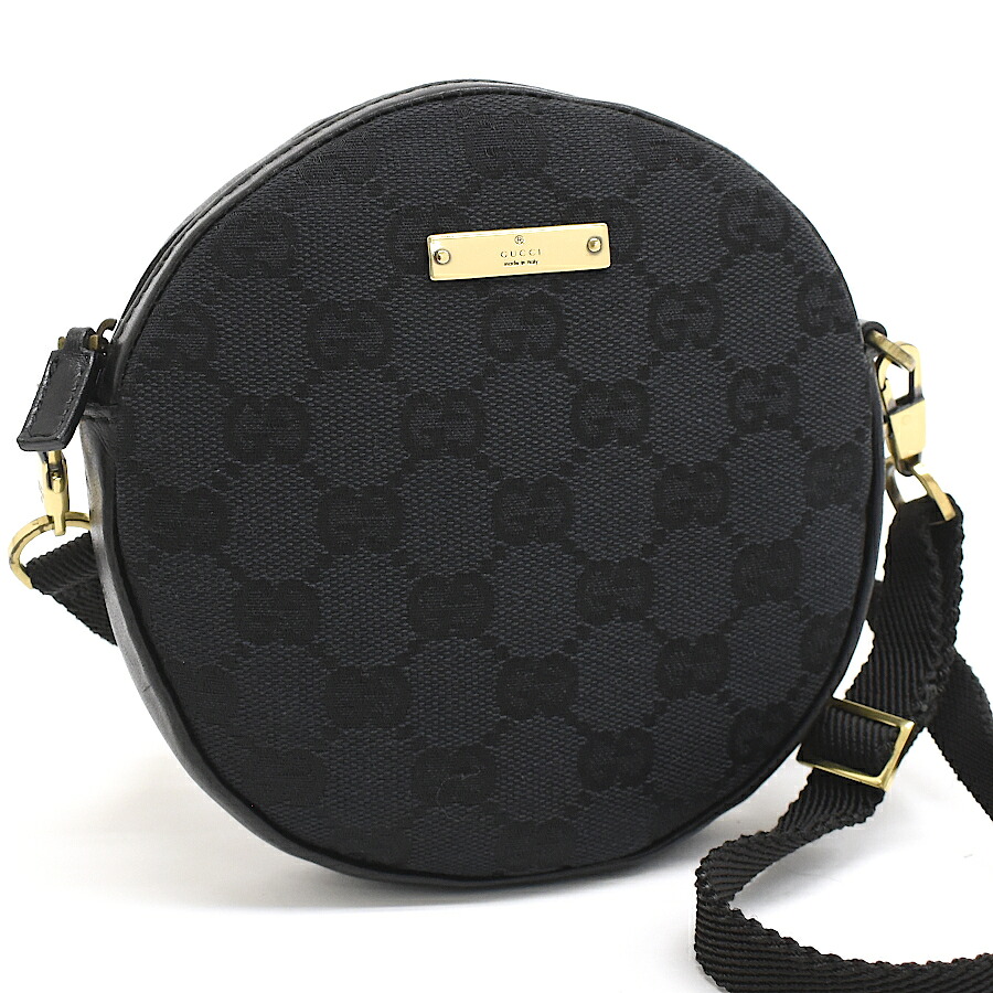 【中古】グッチ ショルダーバッグ 90700 GGキャンバス ブラック ゴールド金具 斜め掛け GUCCI[送料無料]