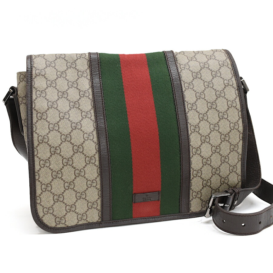 【中古】グッチ ショルダーバッグ 145844 シェリーライン GGスプリーム ベージュ シルバー金具 GUCCI[送料無料]