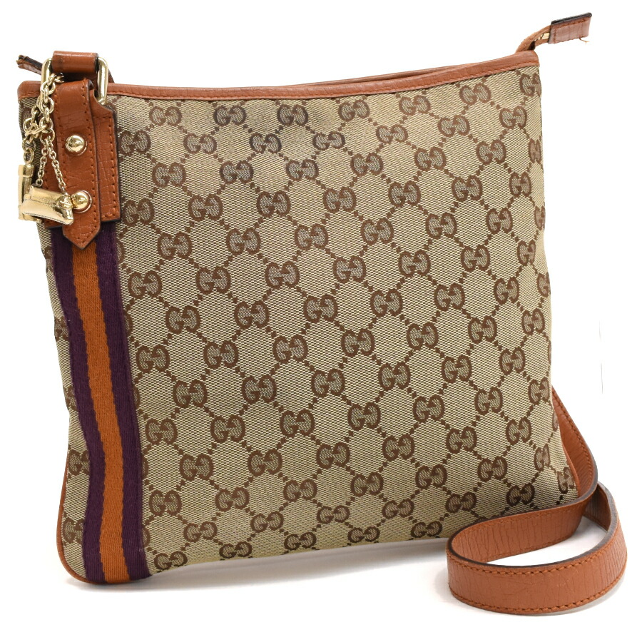【中古】グッチ ショルダーバッグ 144388 シェリーライン GGキャンバス ベージュ ゴールド金具 GUCCI[送料無料]