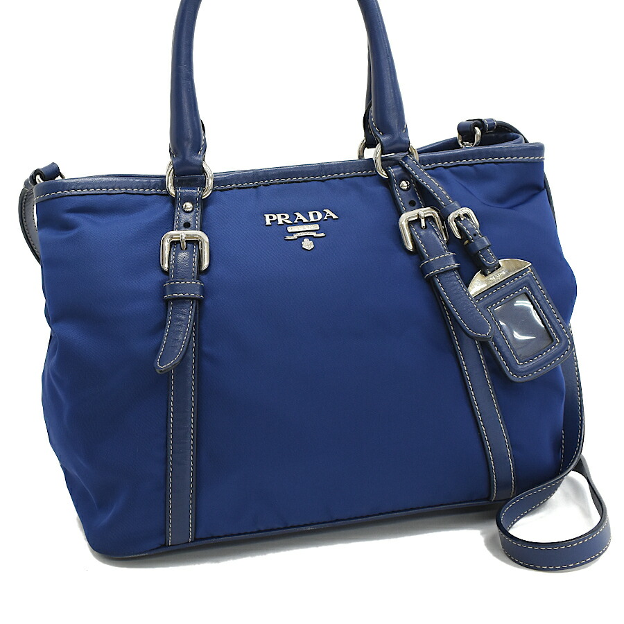 【中古】プラダ 2wayバッグ BN1841 ナイロン ネイビー シルバー金具 レディース PRADA[送料無料]｜ブランドリサイクルストアスマイル