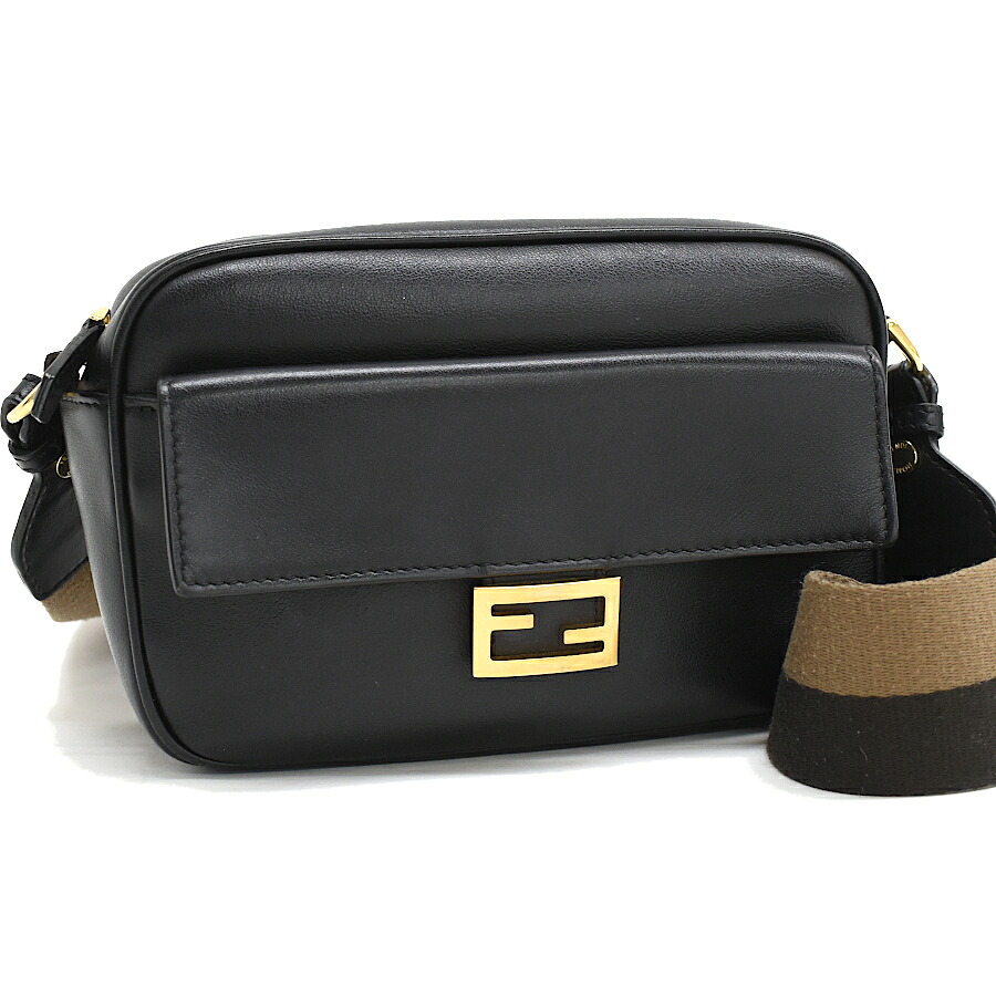 【中古】フェンディ ショルダーバッグ スモール キャム 8BS042 レザー ブラック ゴールド金具 FENDI[送料無料]