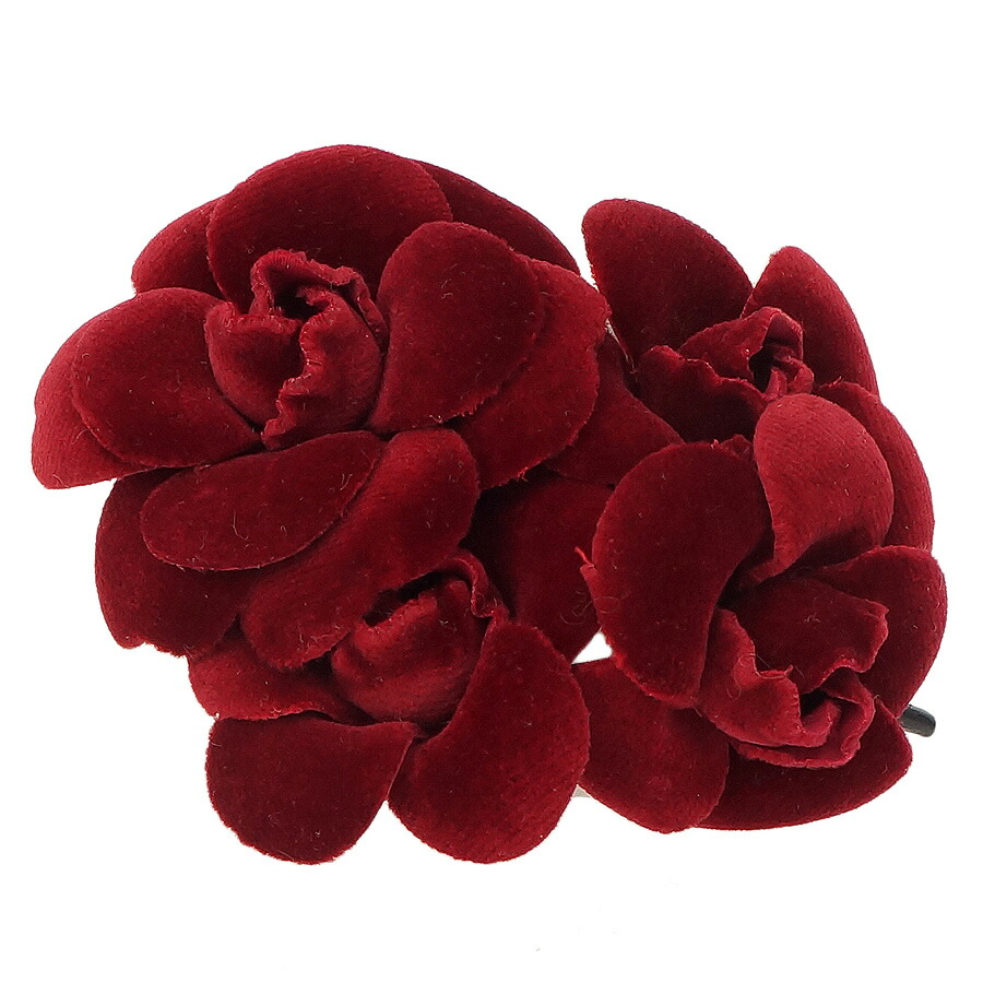 中古 シャネル コサージュ ベロア ボルドー 臙脂 カメリア 花 アクセサリー レディース Chanel 送料無料 Fitzfishponds Com