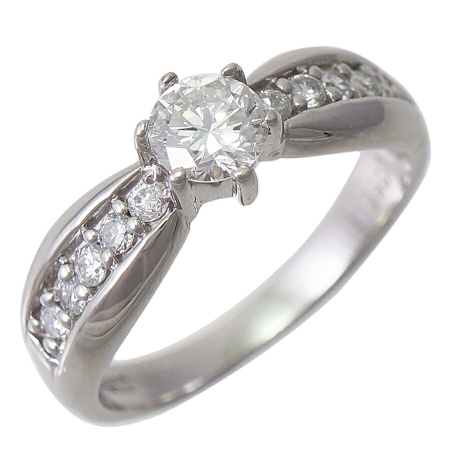 【中古】リング 指輪 ソーティング付 Pt900 ダイヤモンド 0.355ct 0.19ｃｔ 8号 プラチナ ダイヤ レディース ジュエリー [美品][送料無料]