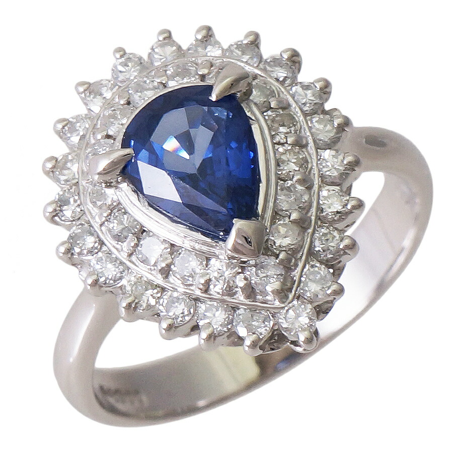【中古】リング プラチナ900 サファイア 0.45ct ダイヤモンド 0.77ct 4.9g 7.5号 レディース ジュエリー [送料無料]