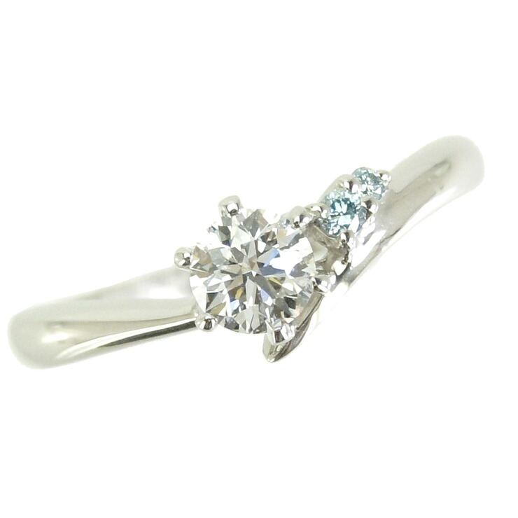 【中古】リング プラチナ900 ダイヤモンド 0.313ct ブルーダイヤモンド 0.03ct サイズ8.5号 鑑定書付 レディース ジュエリー [送料無料][美品]｜ブランドリサイクルストアスマイル