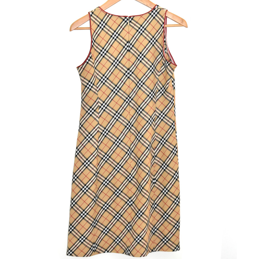 中古 バーバリーブルーレーベル ワンピース レディース 検見柄 Vネック ベージュ サイズ 38 Burberry Blue Label 送料無料 美品 Mpcarrozzeria It