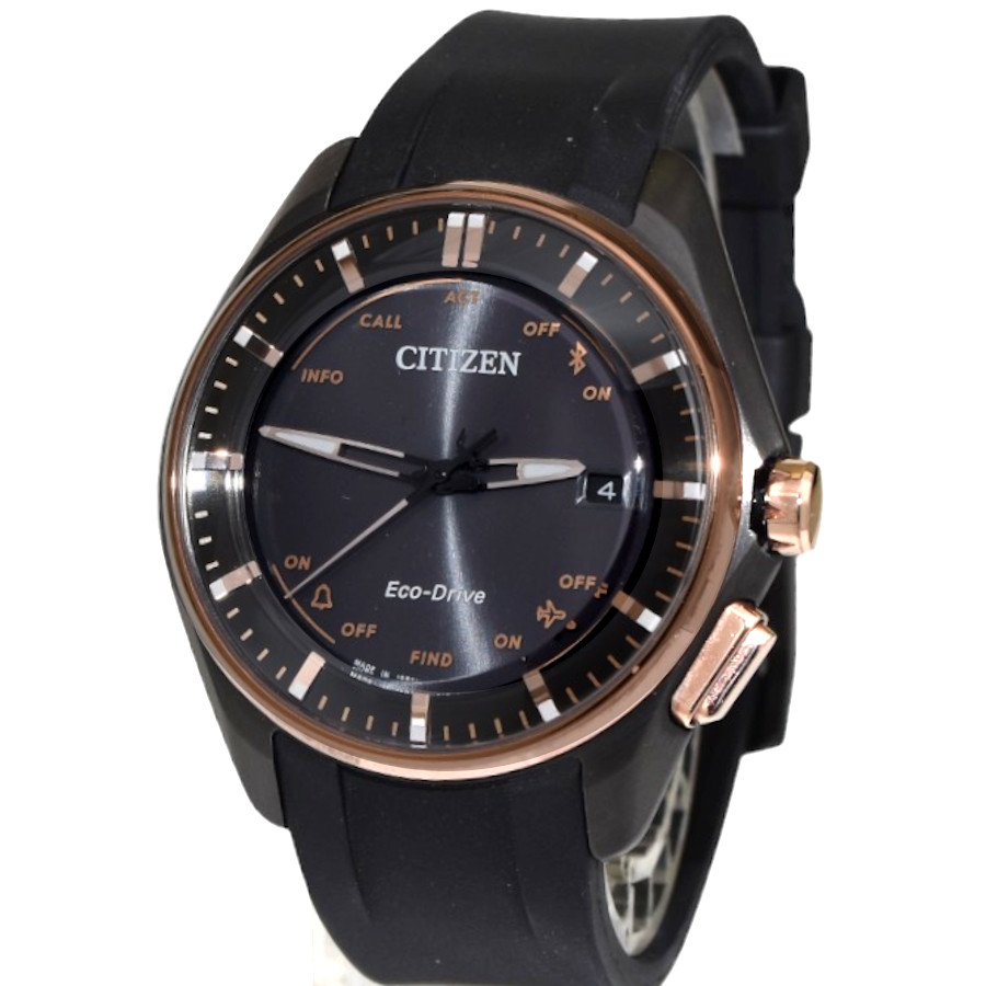 【中古】シチズン 腕時計 エコドライブ ソーラー ラバーベルト Bluetooth W410WV-02C メンズ ブラック文字盤 CITIZEN [美品][送料無料]