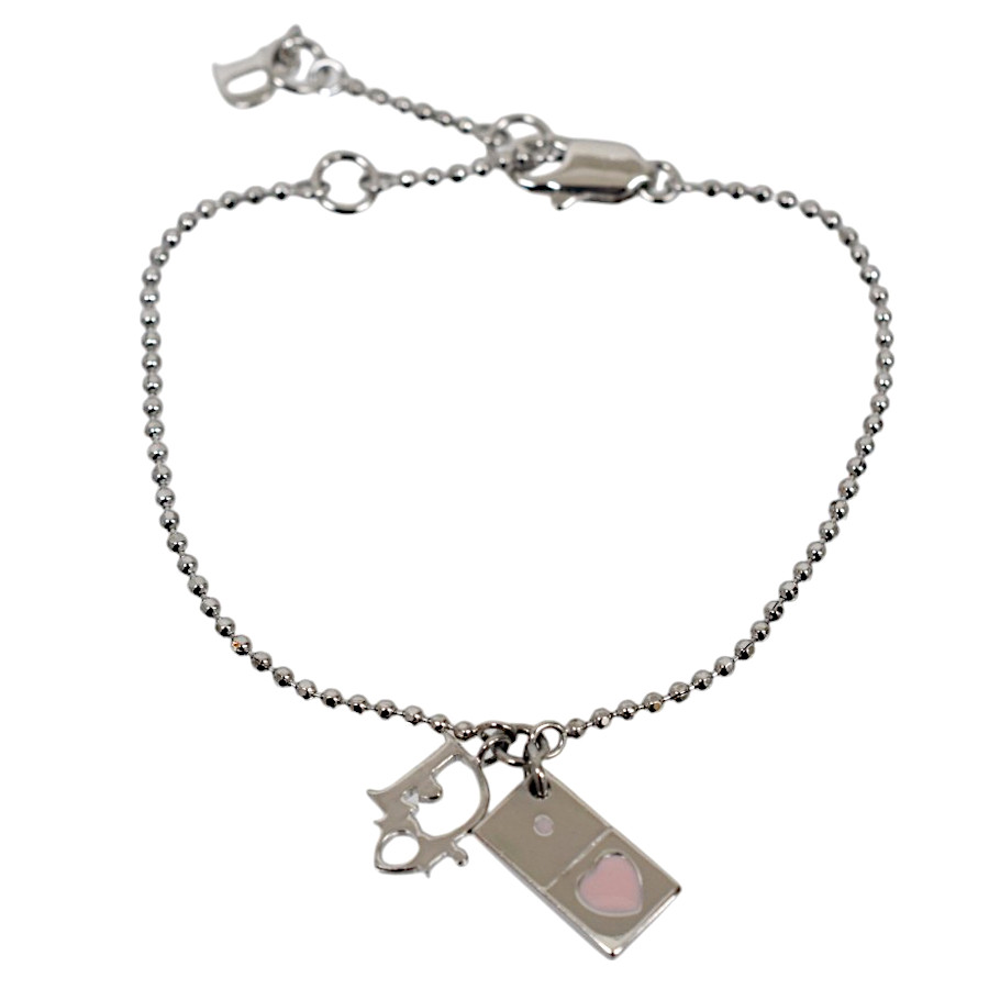 【中古】新品同様 ディオール ブレスレット ロゴ ハートプレート GP ジュエリー レディース シルバー DIOR [美品][送料無料]