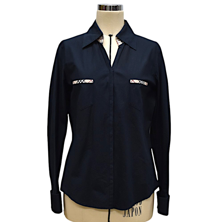 バーバリーロンドン　フリルブラウス　シャツ　ホースロゴ刺繍　三陽商会　カジュアル バーバリーロンドン フリルブラウス シャツ ホースロゴ刺繍 三陽