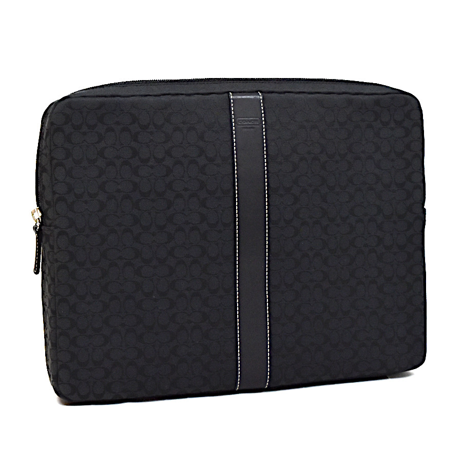 【中古】コーチ クラッチ シグネチャー PCケース CE701 キャンバス&times;レザー メンズ ブラック COACH [美品][送料無料]｜ブランドリサイクルストアスマイル